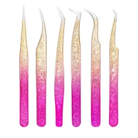 1 Pc Eyebrow Tweezers for Lashes Artists Ice Flower Anti-Static Stainless Steel Eyelash Extension Makeup Tweezer Tools 1
