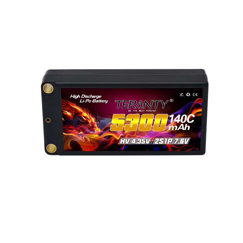 Original TERANTY 2S 7.6V 5300mAh 140C/280C Lipo Battery 1/10 Drift Racing Bigfoot Off road Hard Shell Lithium Battery HV 6