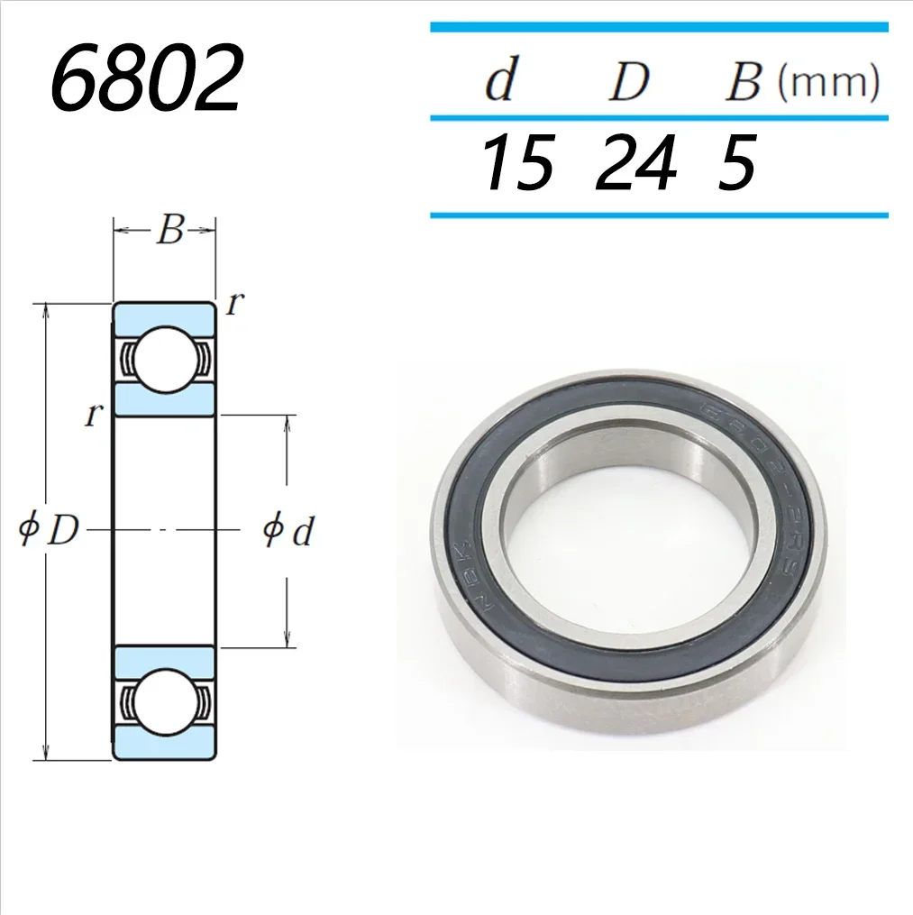 Miniature Ball Bearings Bicycle Ball Bearing Bicycle Wheel Hub Bearings Bicycle Hub NBK Bearing Palin 6802 6902 2RS Sealed for KOOZER XM490 BM440 GOLDIX Hub Fastace Novatec