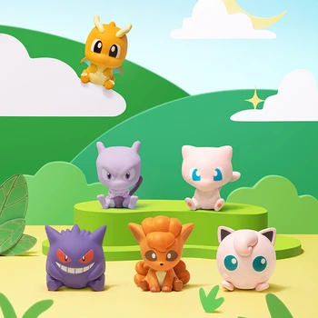 Pokemon Mini Action Figure Dragonite Gengar Vulpix Mewtwo 4cm con Pokeball 1