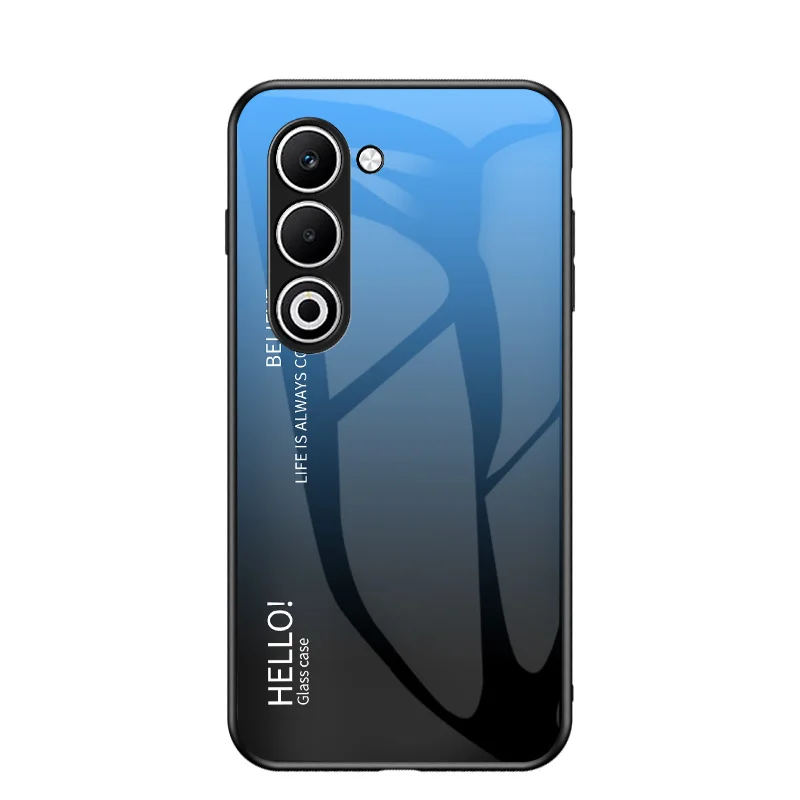 Shockproof Gradient Tempered Glass Phone Case with Silicone Bumper