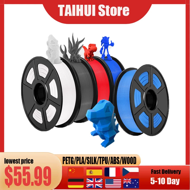 PLA/PLA PLUS/ABS/PETG/SILK/PLA Meta Filament 1.75MM 5 Rolls / Set