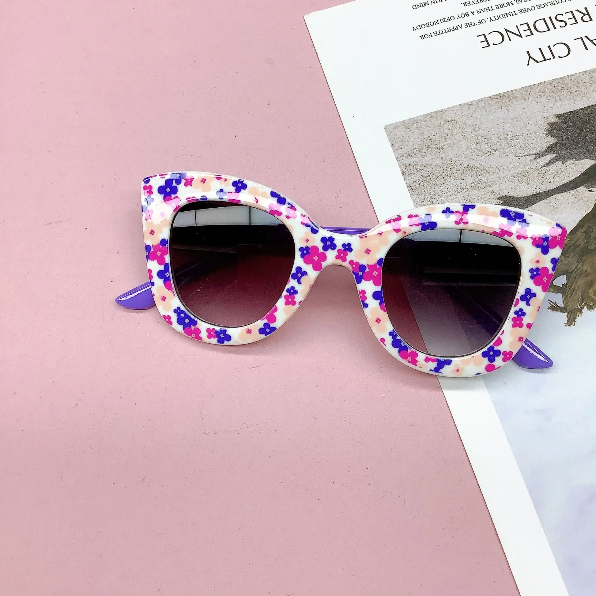 Fashionable New Travel Bag Flower Children's Sunglasses Anti UV Baby Boys And Girls Eye Protection Glasses 4