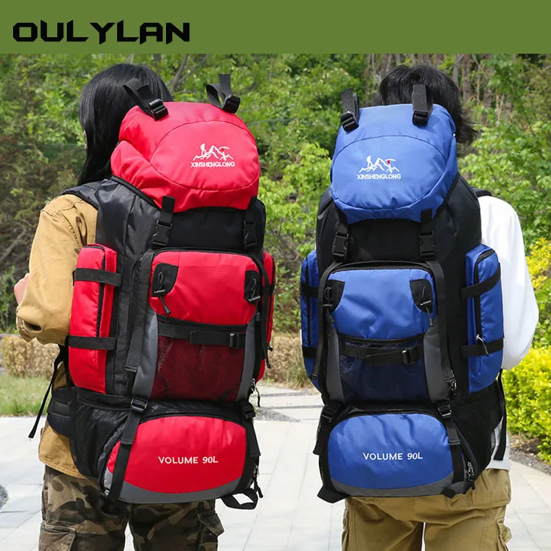 

90L Hiking Camping Backpack Men And Woman Large Capacity Outdoor Nylon fabric Waterproof Backpacks Travel Luggage Bag