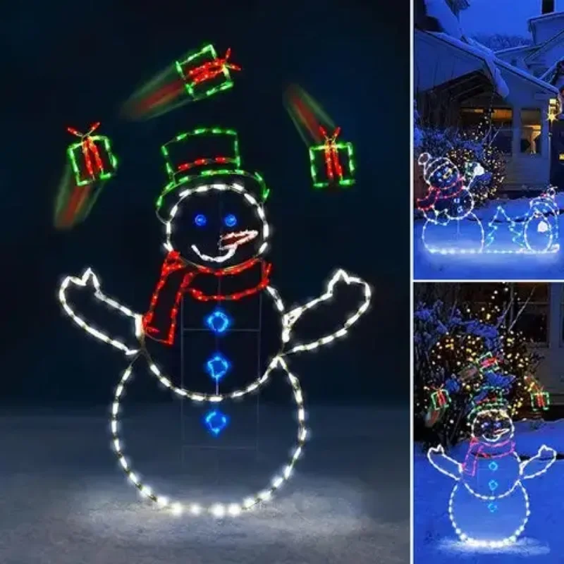 Animated LED Snowman Ornament with Glitter Light for Christmas