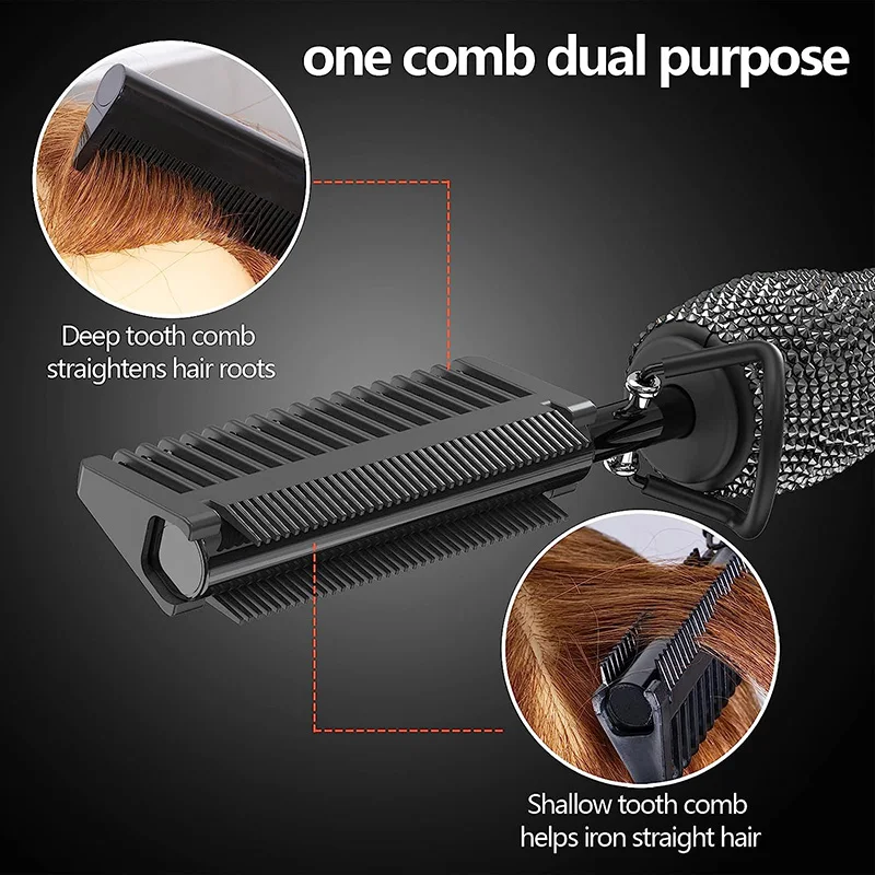 Hot Comb Electric High Heating Comb Hair Straightening with Bling Diamonds LCD Digital Peigne Chauffant 5