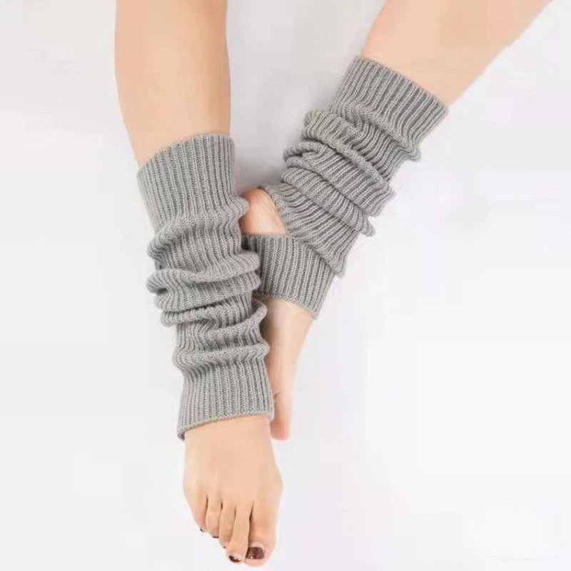 

Female Yoga Socks Dance Ballet Stocks Winter Autumn Long Footless Socks Women Leg Warmers Socks Knitted Warm Long Socks