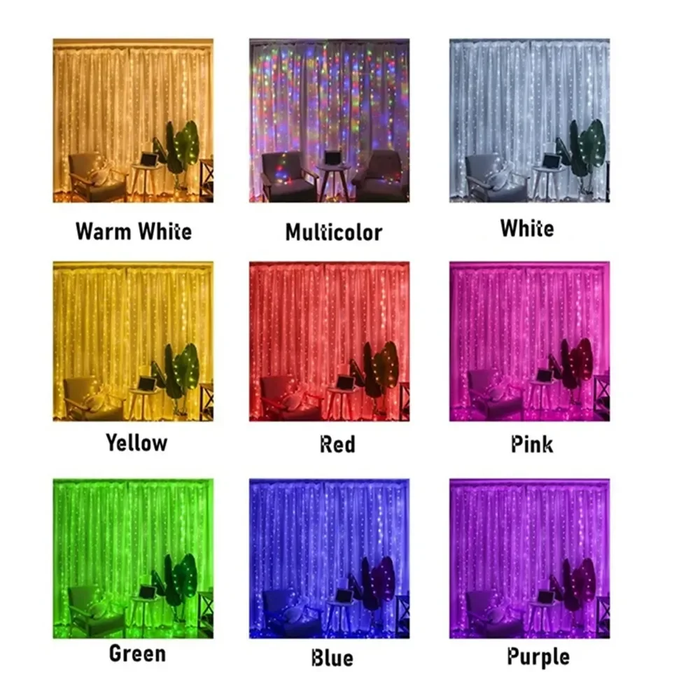 Description Picture 4 of item1pc USB LED Curtain Lights Warm Fairy String Lights Festival Lighting Rainbow Window Home Bedroom Wedding Christmas Decoration