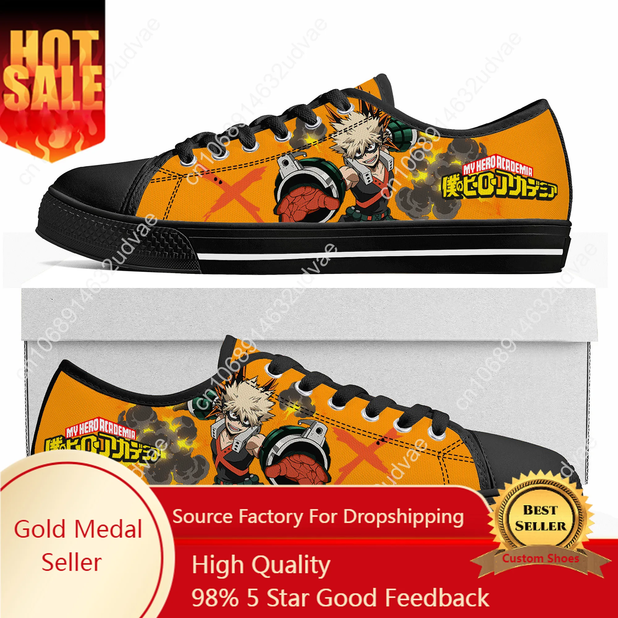 

Anime Katsuki Bakugo My Hero Academia Low Top Sneakers Mens Womens Teenager High Quality Canvas Sneaker Couple Shoes Custom Shoe