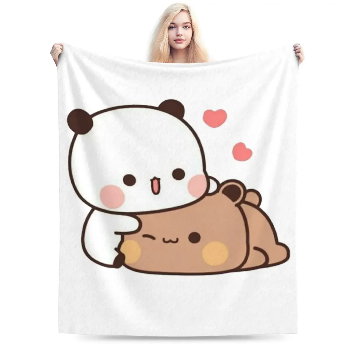 Bubu Dudu 판다 곰 담요, 부드러운 따뜻한 플란넬 던지기 담요, 침대용 봉제 담요, 거실 피크닉 여행, 가정용 소파