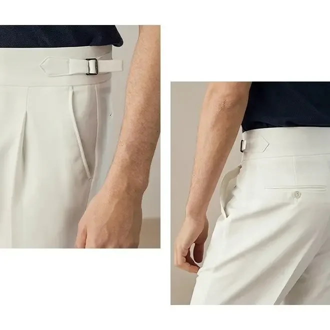 Men Casual Suit Pants Solid Color Large Size Mens Korean Style Fashion Straight Trousers All-match Ankle-length Loose A32 2