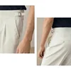 Men Casual Suit Pants Solid Color Large Size Mens Korean Style Fashion Straight Trousers All-match Ankle-length Loose A32 2