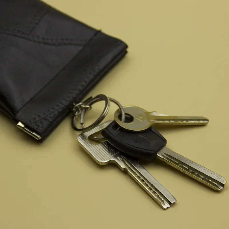 Leather Long Pocket Key Wallet Keyring Coin Purse Women Men Small Short Money Change Bag Little Card Holder