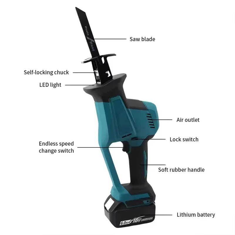 Fit Makita DJR189 18V Cordless Electric Reciprocating Saw Brushless Rechargeable