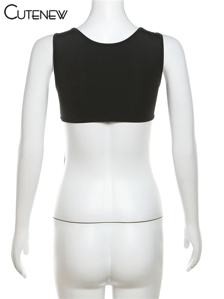 Camisola sexy con tirantes y retazos para mujer, camisola de verano sin mangas, ajustada, con agujeros, informal, ropa de calle