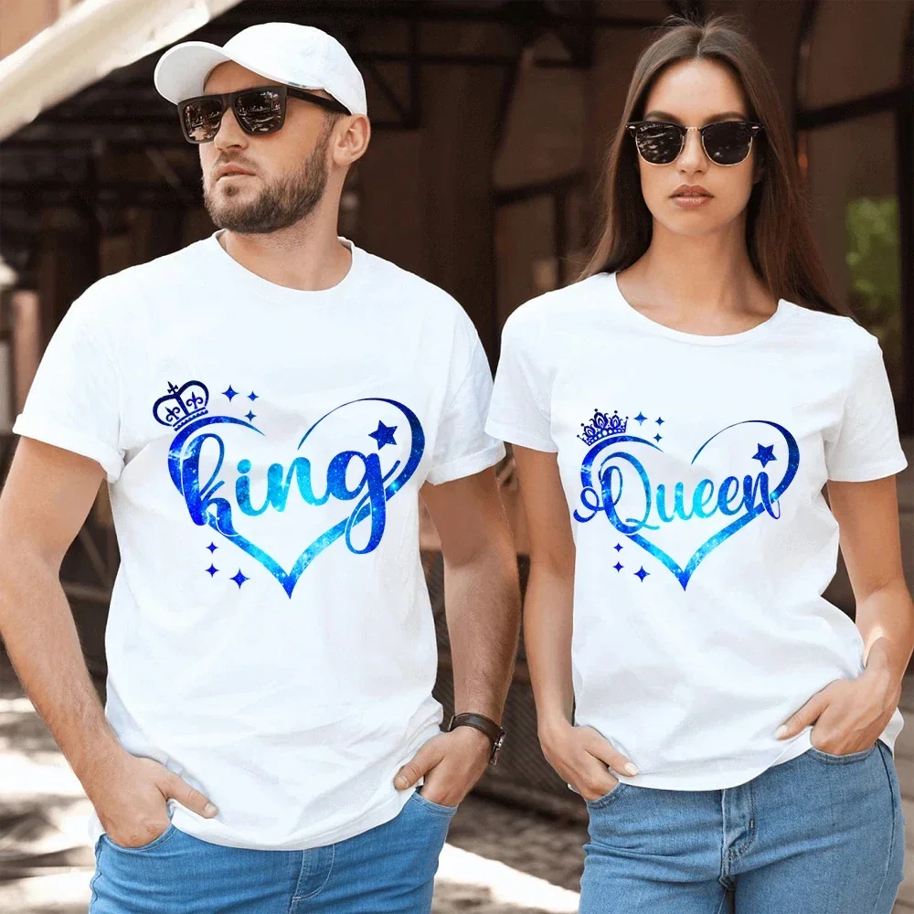 

Couple Outfits Starry Sky Love Heart T Shirt Women Tee Shirt Oversized T Shirt Men Vintage Tshirt Couples Clothes Hot cotton