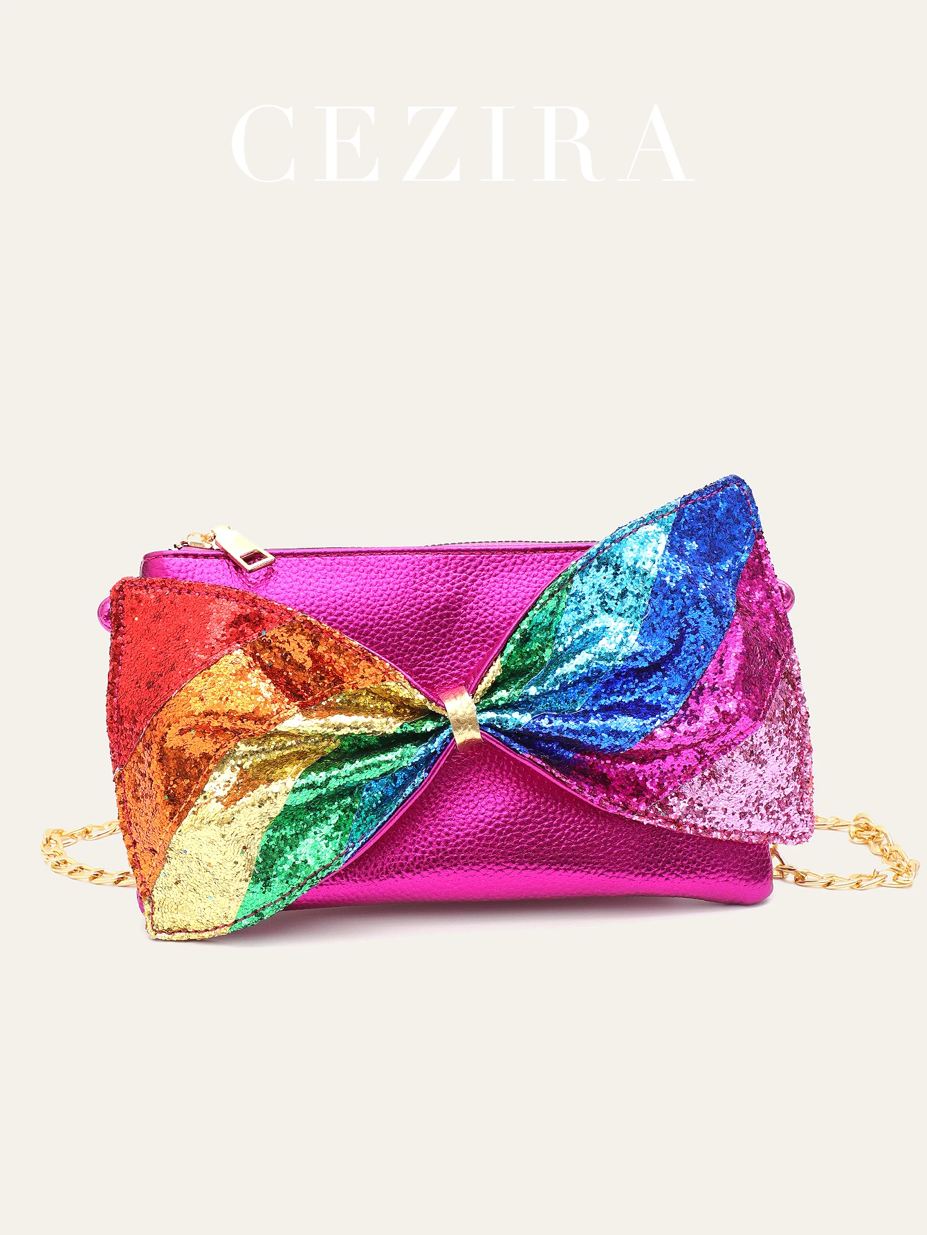  PARTY BAG キラキラ Women's Funky Sequins Metallic PU Vegan Leather Clutch Bag