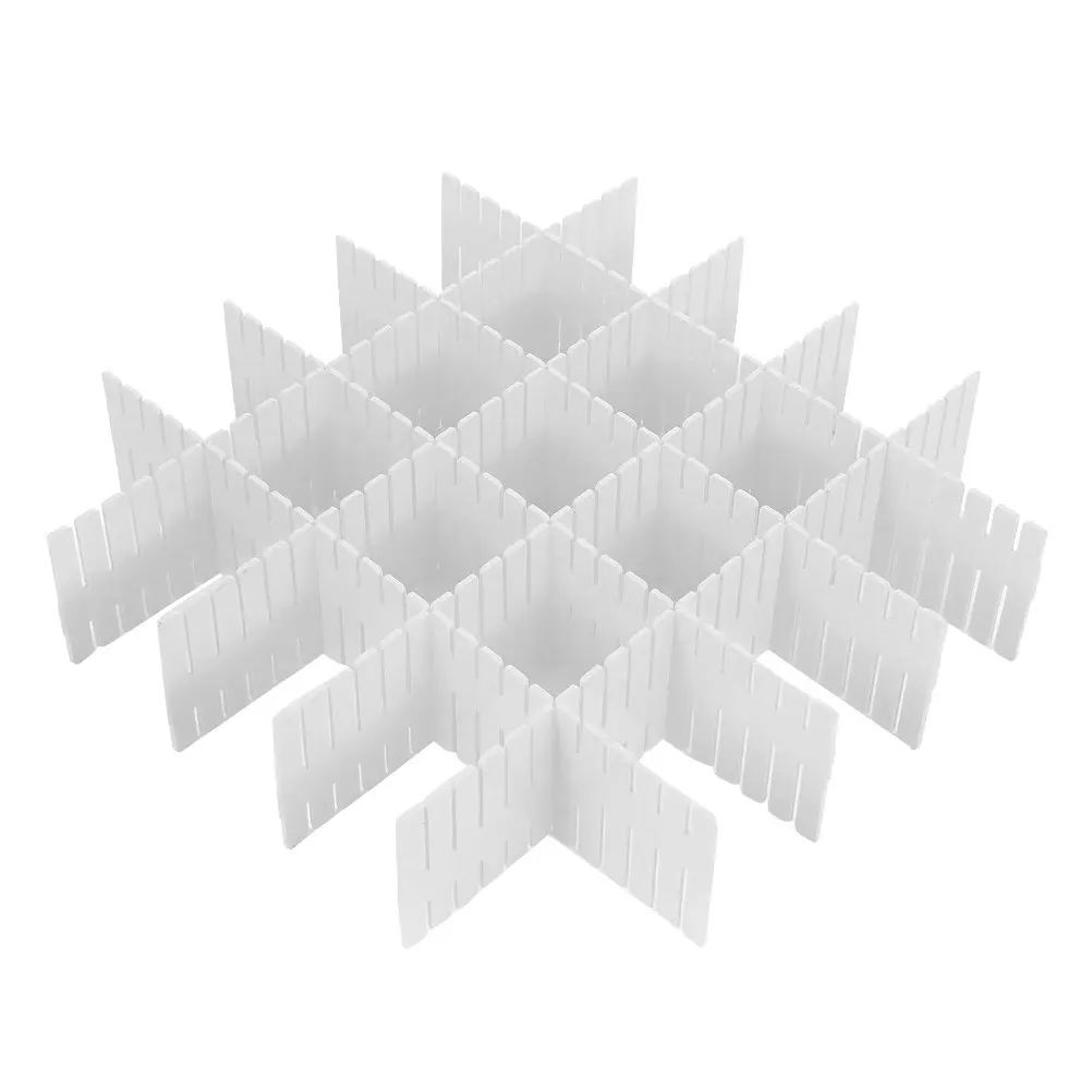 8개 플라스틱 서랍 분리대, 유연하고 조절 가능한 DIY 재단 가능 서랍 정리함, 속옷, 넥타이, 벨트, 스카프용 수납 파티션