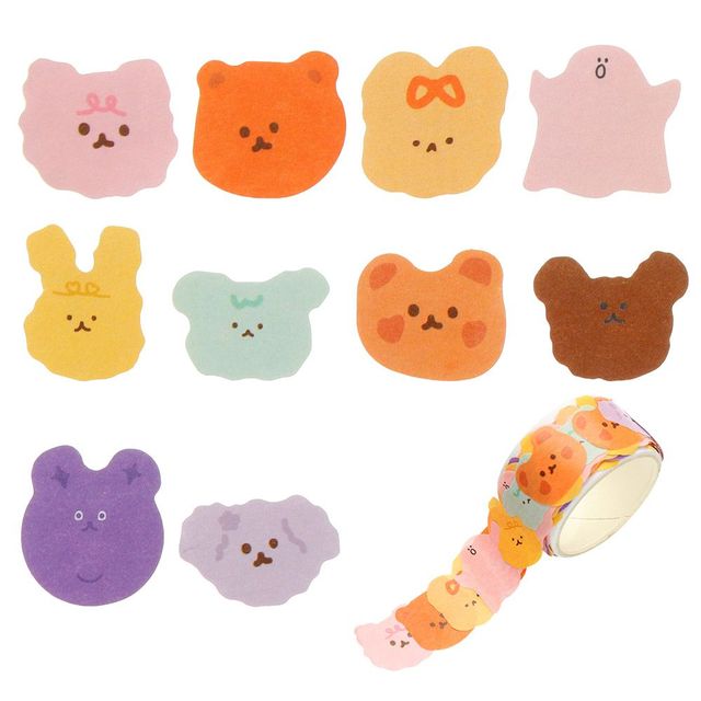 Pcs/pack Round Stickers Dot Paper tape Kawaii Fruit Animals Face Dot Washi Stickers For DIY Crafts Scrapbooking Decorative