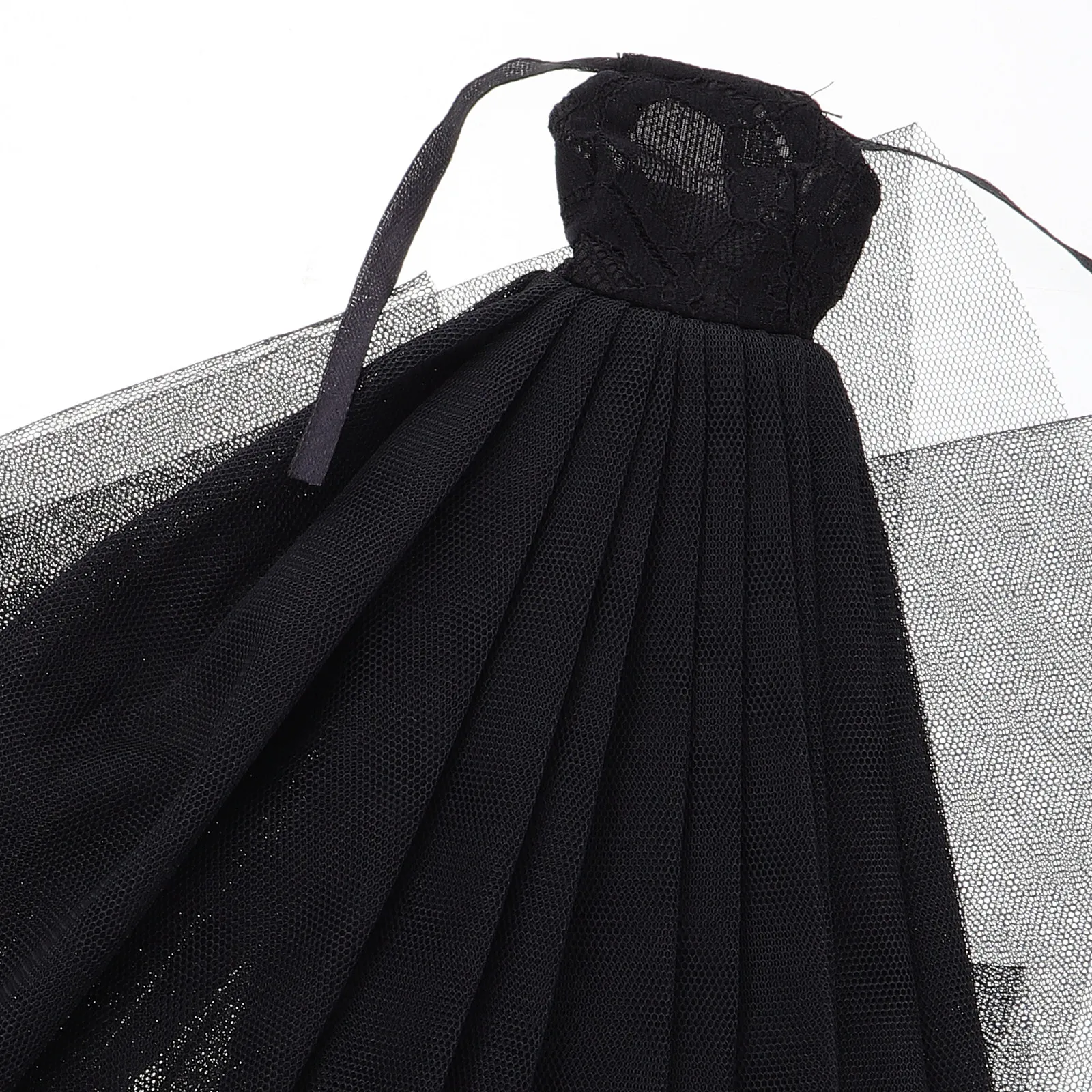 11인치 1/6 스케일 신부 가운 웨딩 의류 파티 드레스 블랙 의류용 그랜드 베일이 있는 블랙 웨딩 드레스