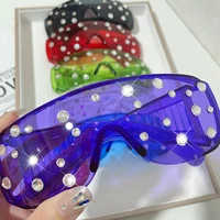Respzed Diamond Lunettes de soleil pour femmes, Lunettes de soleil en cristal brillant, Protection contre les ombres, Lunettes une pièce, UV400, Mode de luxe, 2022 6