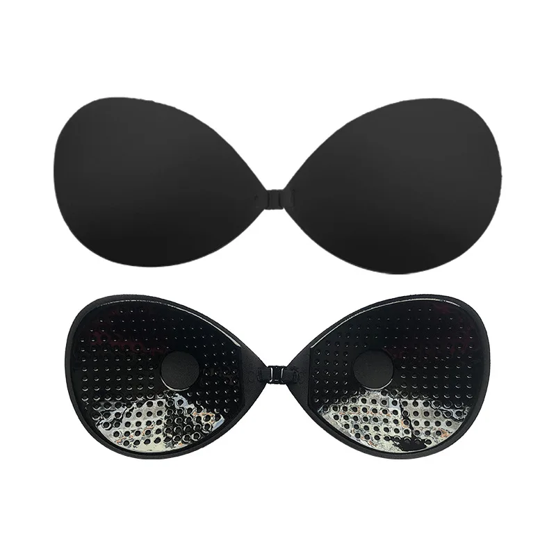 Black Skin Strapless Push-Up Round Bra Cups Reusable Invisible Stickers Seamless Nipple Covers Chest Pads for Women Summer Dress