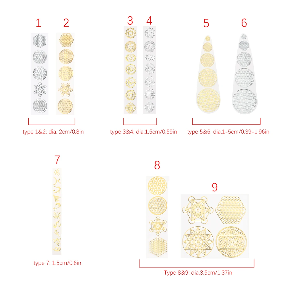 Material Pyramid Energy Tower Resin Pendant Crafting 7 Chakra Stickers Geometric Flower Decals Life Tree Pattern Yoga Healing