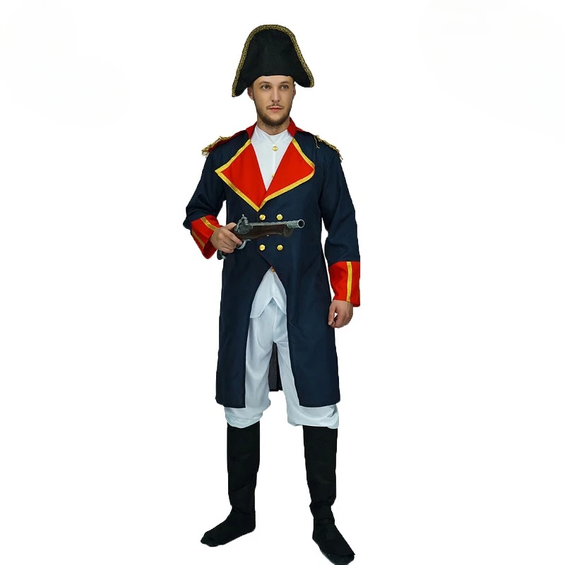 

French Emperor Napoleon Costume Men Deluxe Long Jacket General Role Play Costumes For Adult Purim Holiday Party