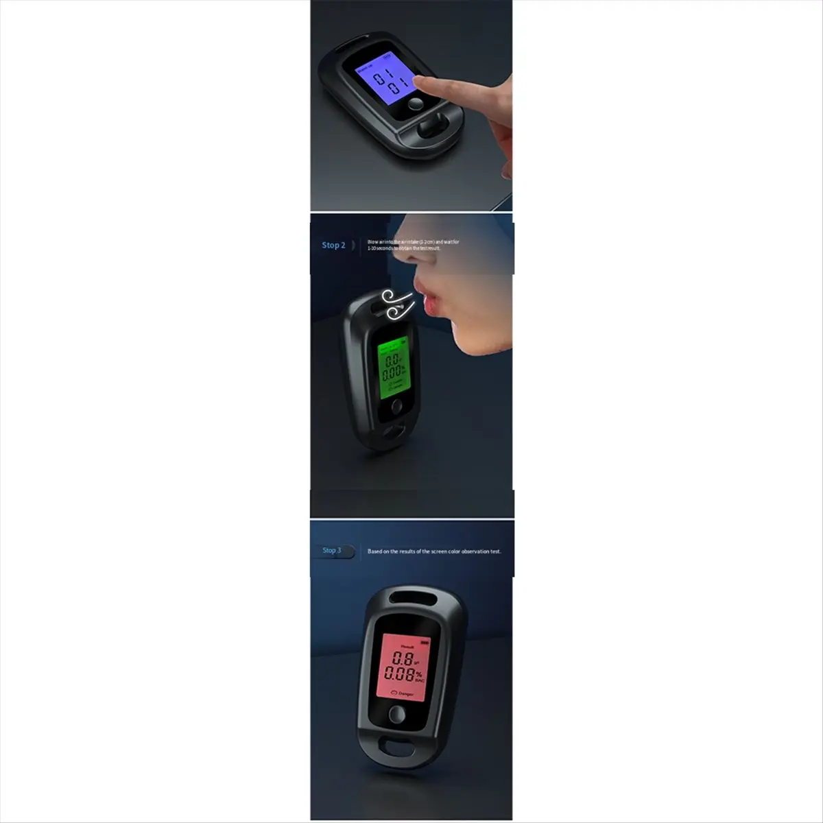 A10R 디지털 알코올 테스터 전문 알코올 감지 음주 측정기 LCD 디스플레이 음주 운전 테스터 알코올 테스터 블랙