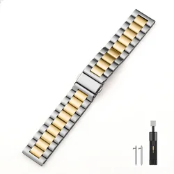 Premium Stainless Steel Metal Strap Bracelet - 22mm Adjustable Watch Band in Silver for Samsung Gear S3 (Silver gold)