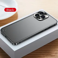 Sleek Metal Aluminum MagSafe - Compatible Magnetic Bumper Case with Matte Clear Back - iPhone 15 Plus (Black)