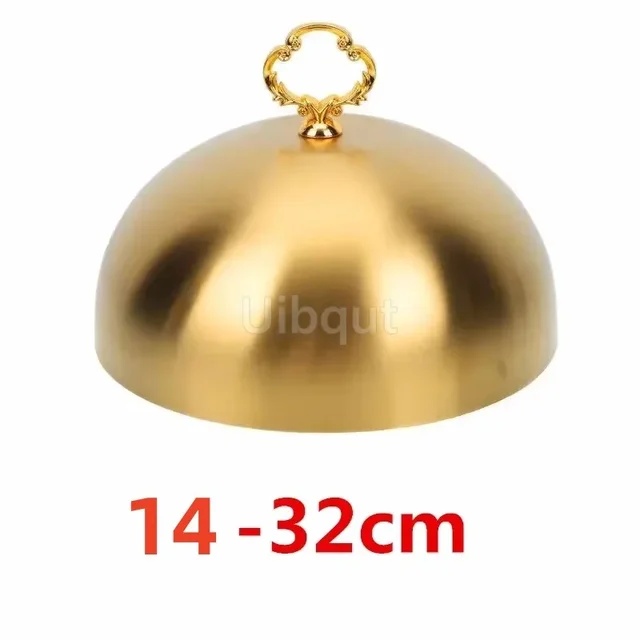 golden Cover Food Stainless Dome Lid Tent Protector Steak Serving tray For Melting Kitchen Metal Cheese Plate Cover Dish Basting 1