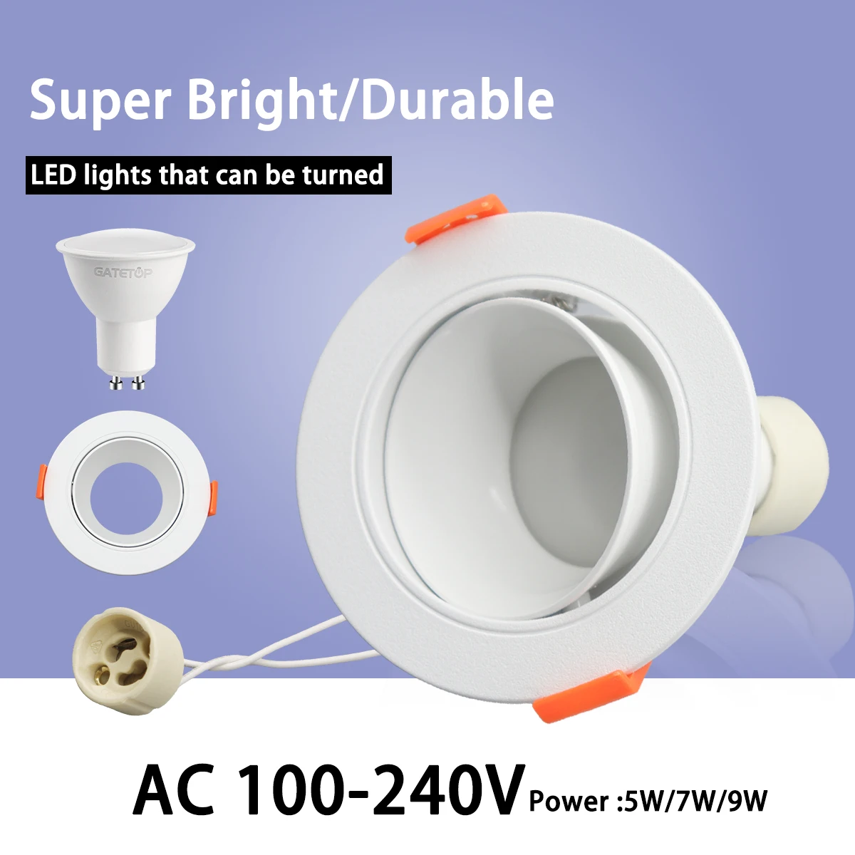 1-10pcs Ceiling Spotlights Downlight 5W 7W 9W GU10 LED Angle adjustable rotating AC220V 120V indoor lighting white color