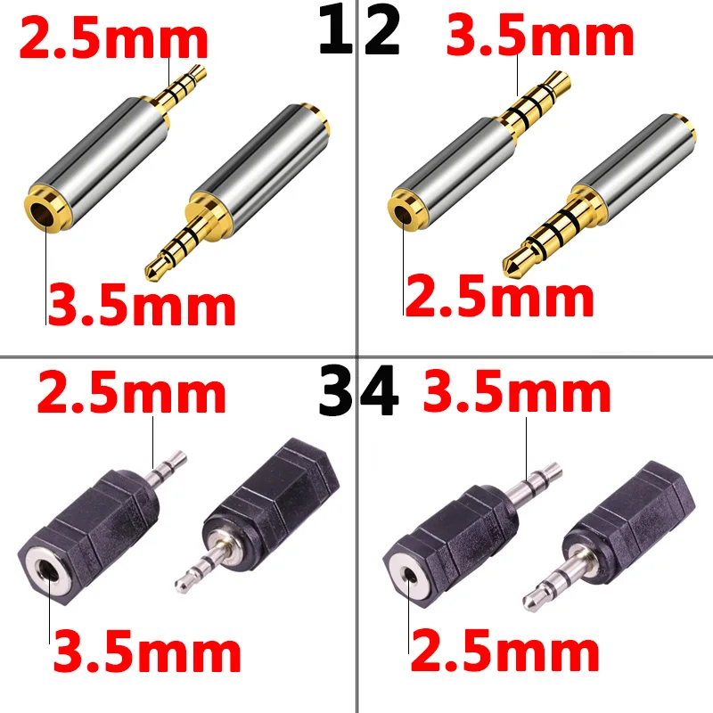High Quality 1pc Gold 2.5 mm Male to 3.5 mm Female audio Stereo Adapter Plug Converter Headphone jack 10pcs high quality gold adapter audio stereo adapter plug converter headphone jack 3 5mm to 2 5mm 2 5 mm to 3 5 mm wholesale