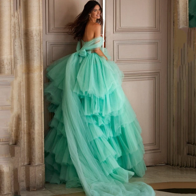 Tulle Frill-Layered Gown - ANNO