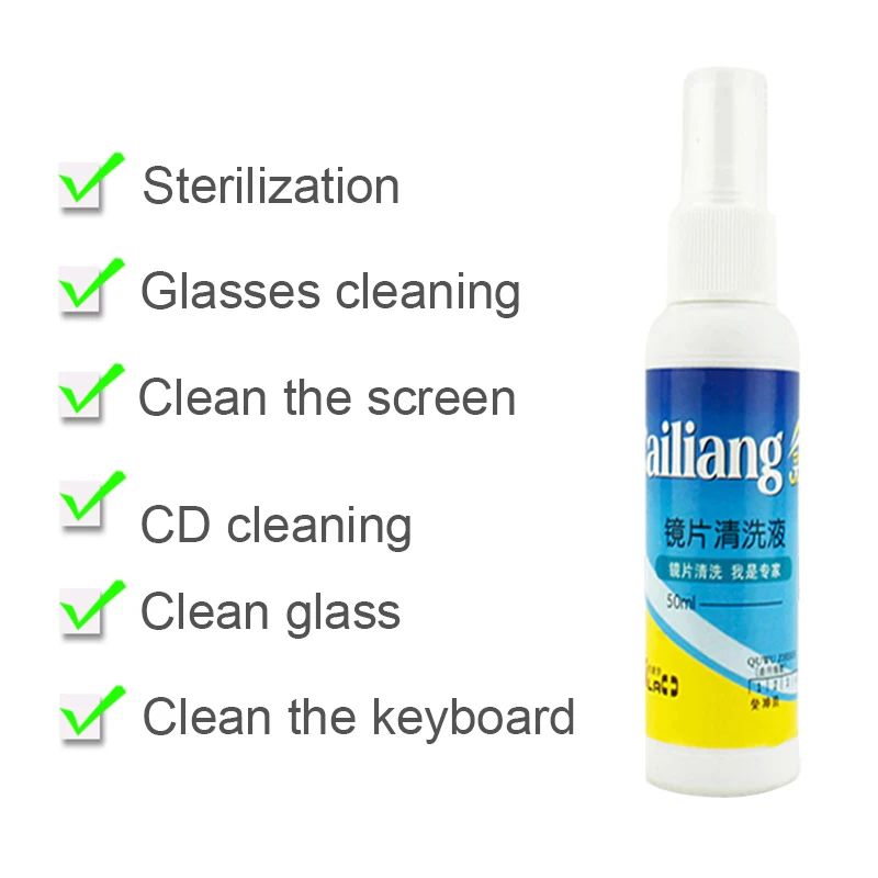 50ML Lens Cleaner Glasses Sunglasses Eyeglass Cleaning Solution Spray Bottle Glasses Cleaner Supplies Eyewear Accessories 3