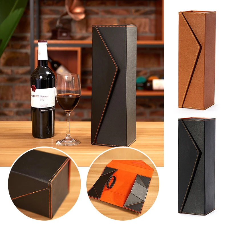 PU Leather Wine Gift Box – Red Wine Carrying Holder Storage Case, Elegant Presentation ... - SKU LWGB2241 - UGI Packaging