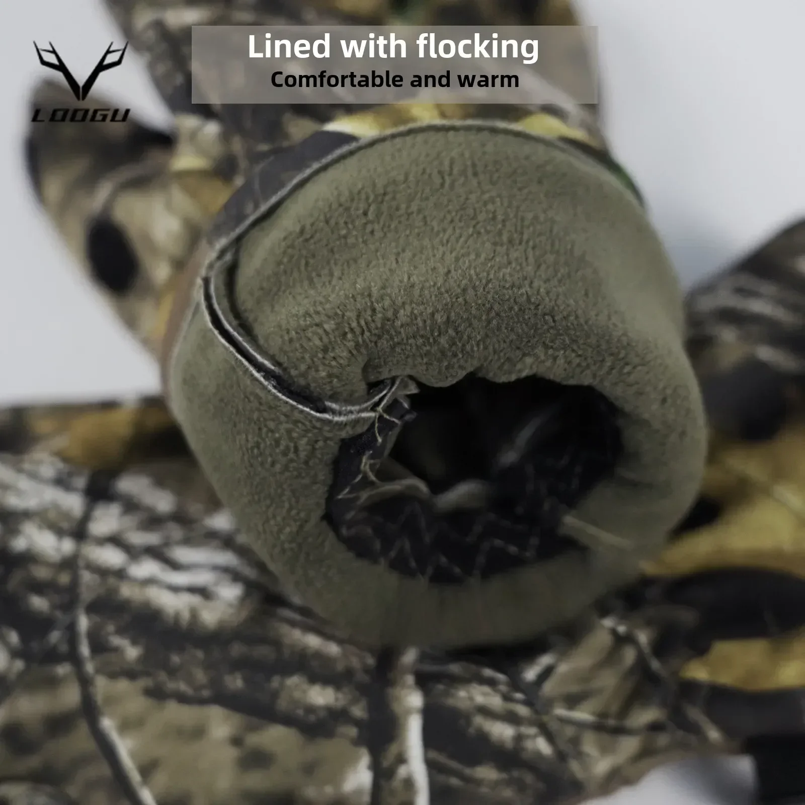 LOOGU Thermal Camo Hunting Gloves-Bionic Design Anti-Slip Waterproof for Fishing & Outdoor Sports Heated Winter Gear Unisex