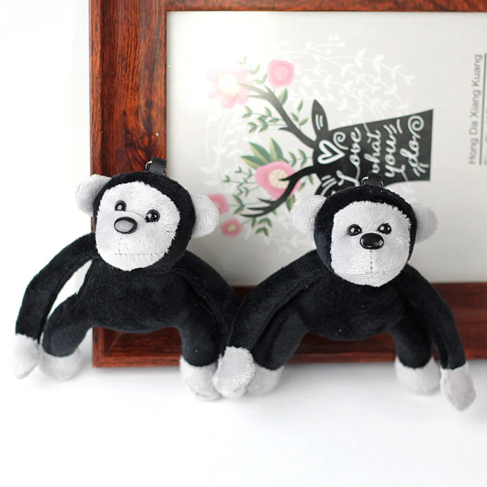

2 Pcs Orangutan Keychain Plush Animal Ring Gorilla Ornament Backpacks Black Purse Pendant Stuffed Toy Decorate