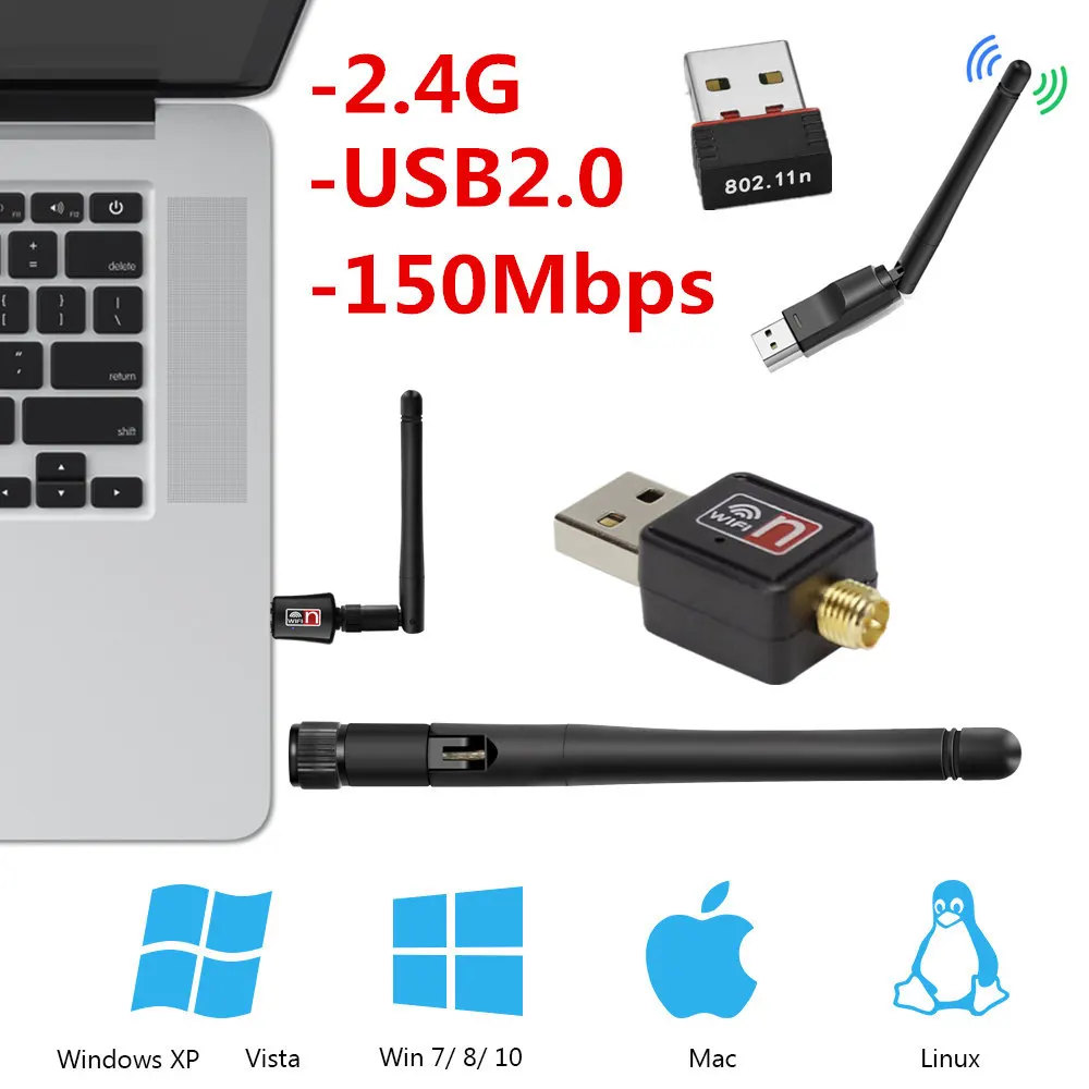 Adattatore Wifi Usb 2.0 Antenna Wifi Techkey Wifi Usb Ethernet 150Mbps Dongle Wifi 802.11 N/G/B Enchufe Wi-Fi Usb Lan Comfas Wi Fi