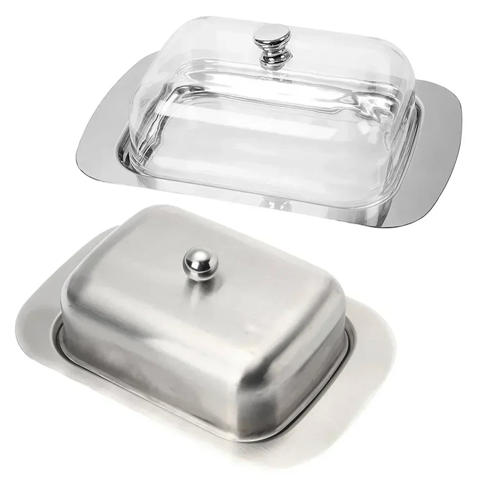 18.6x16x6.5cm Stainless Steel Butter Dish Butter Serving Tray Lid Kitchen Storage Kitchen Storage Supplies wooden serving tray cake tray butter dish plastic serving tray