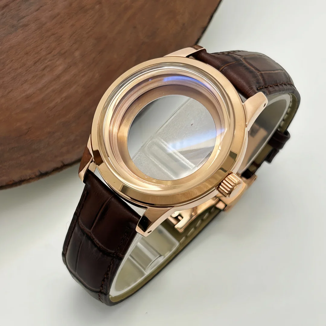 Premium Leather Strap with Butterfly Double Buckle for 39mm Watch Case, Compatible with 31mm Dial Movements