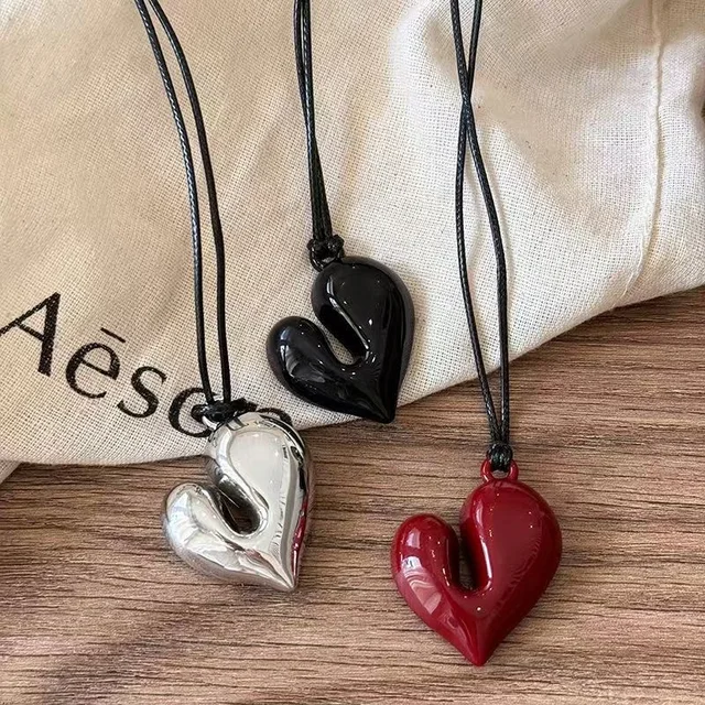 Pendentif en forme de cœur pour femmes, collier coulissant réglable, pour cadeaux de fête, accessoires de bijoux, nouvelle collection 1