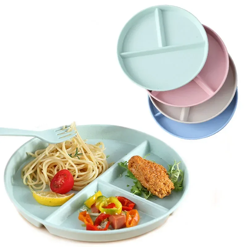 Divided Dinner Plate Children's Three-compartment Household Adult Anti-fall Plastic divided dinner plate