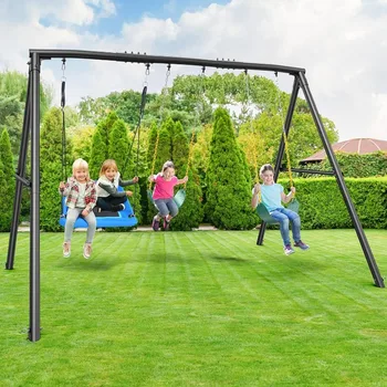 600lbs Heavy Duty Swing Set with 1 Platform Swing, 2 Belt Swings,A Frame Metal Swing Set for Outdoor Backyard 1