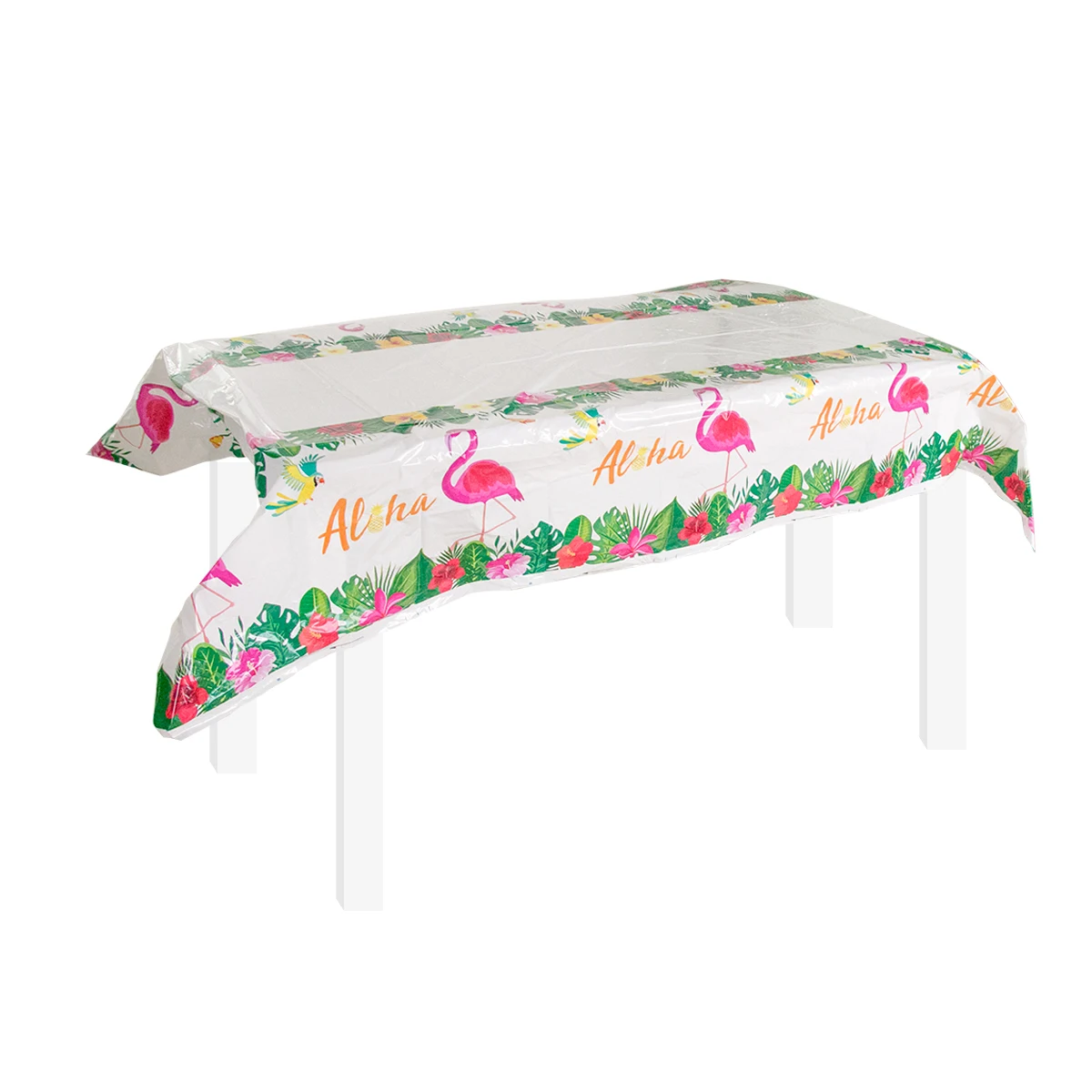 4 Tovaglie A Tema Spiaggia Aloha Luau - Hawaiana Con Fenicotteri E Tavole Da Surf, Usa E Getta, 130x220 Cm, Per Feste In Piscina E Compleanni
