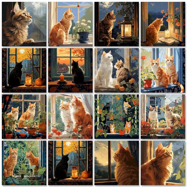 Gatyztoire bricolage cadre peinture par numéros animaux 40x50 cm Kits peinture par numéro sur toile peint à la main Art dessin peinture cadeau 1