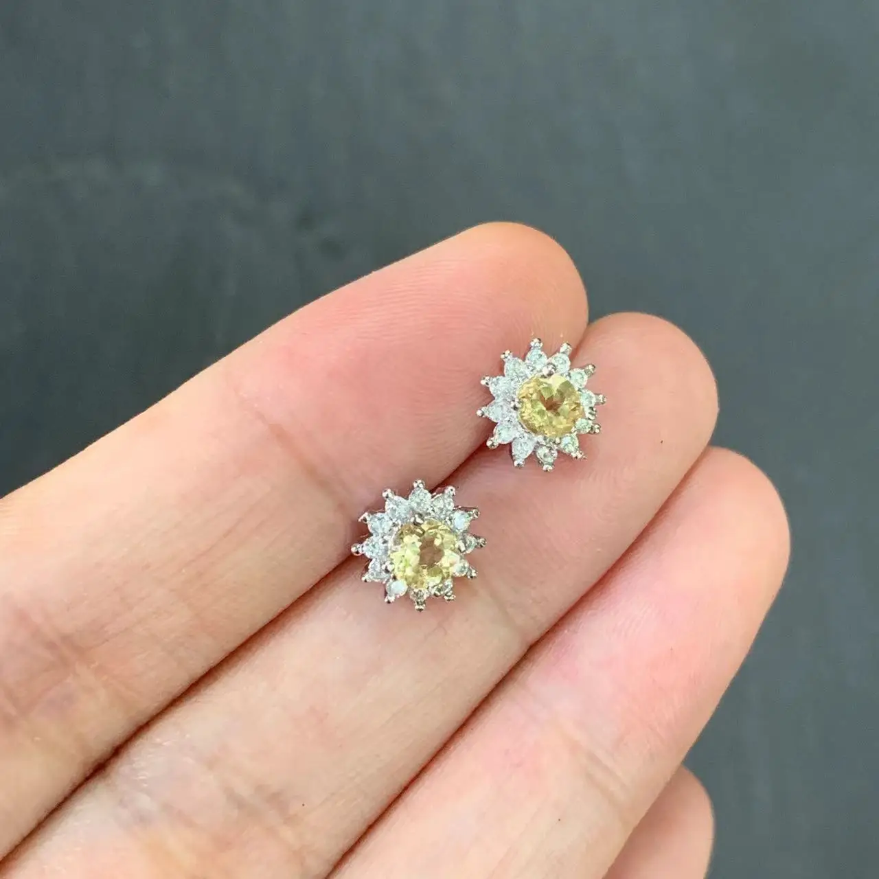 MM Natural Citrine Stud Earrings For Women Real 925 Sterling Silver Vintage Femme Gift Prevent Allergy Fine Jewelry Stone