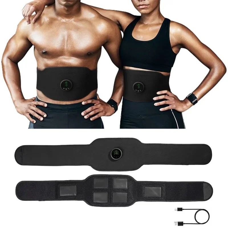 Abdominal Toning Belt Muscle Toner Abs Trainer Electric USB Recharge Body Waist Belly Massager Fitness Workout Training Equiment