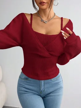 New Women's Casual Solid Color Knitted Long Sleeve Regular Fit Hoodie T-shirt Comfortable Breathable Fashionable Top 1